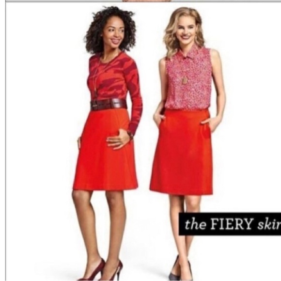 EUC CAbi Fiery Red A-Line Skirt with Full Flare - Picture 1 of 11